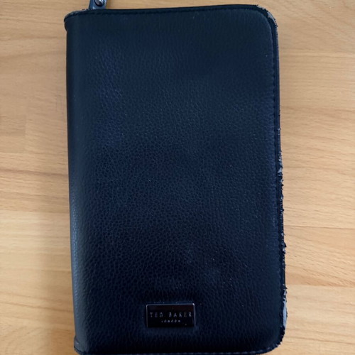 Black leather Ted Baker passport wallet used