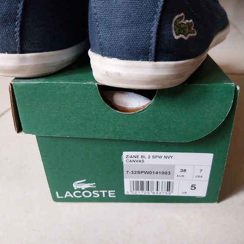 Lacoste sneakers like new, navy blue and white, size 38
