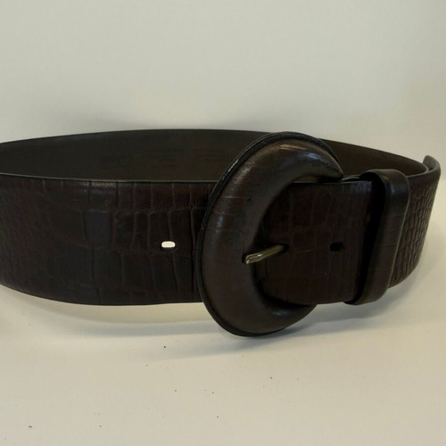 Brown leather belt Benetton with croc texture like new