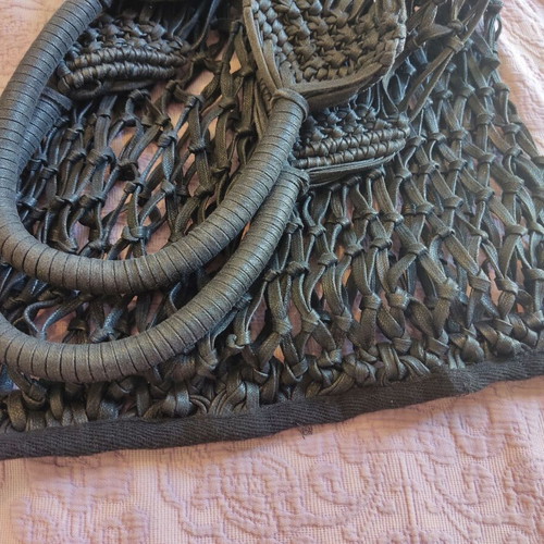 Zara macrame knitted summer beach shoulder bag used, black