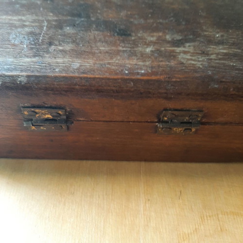 Wooden box with brass weights used, 1950s-60s vintage