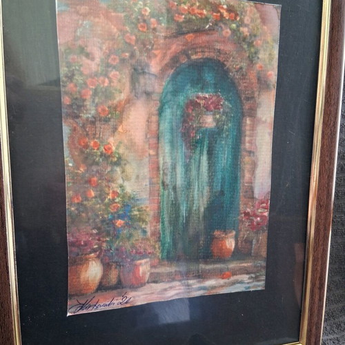 Watercolor painting in wooden frame like new, 20×30cm signed