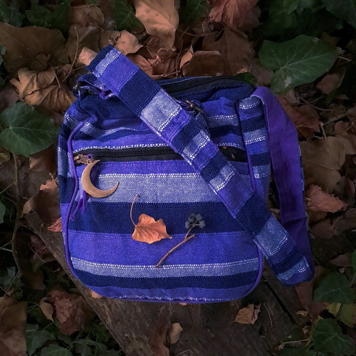 Cotton Sling Bag Purple new, handmade, eco-friendly with moon charm