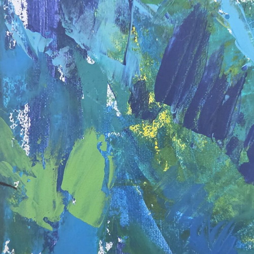 Original Abstract Painting "Ocean & Forest Motion" Acrylic on Canvas new