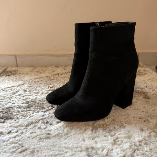 Exe black suede ankle boots used, size 36, 10 cm heel
