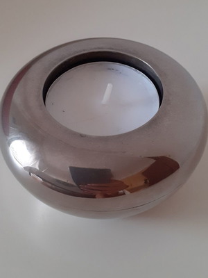 Silver-plated tealight candle holder, vintage minimal design