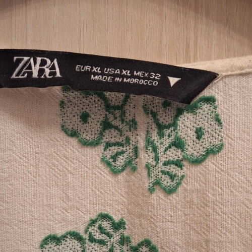 Zara linen dress XL used, white and green