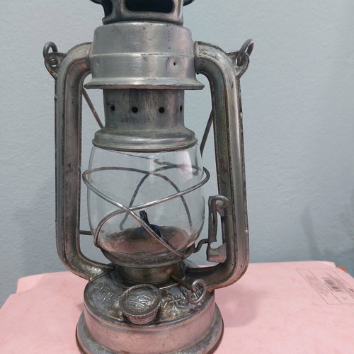Vintage metal oil lantern used, industrial decorative