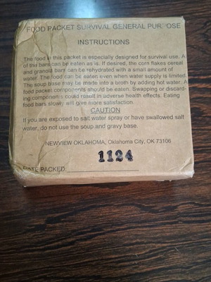 Collectible military survival food packet like new