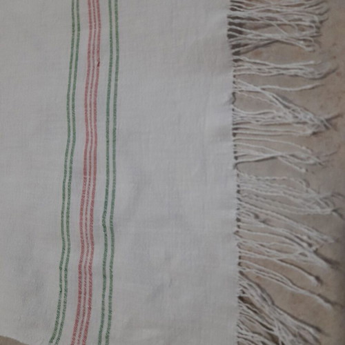 Woven handmade towel used with red and green stripes, cotton, 116x68 cm