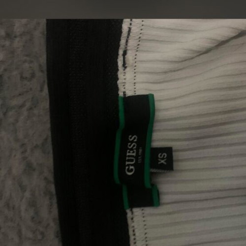 Guess white off the shoulder top with black trim like new, XS