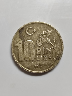 Turkey 10 Bin Lira 1995 coin used