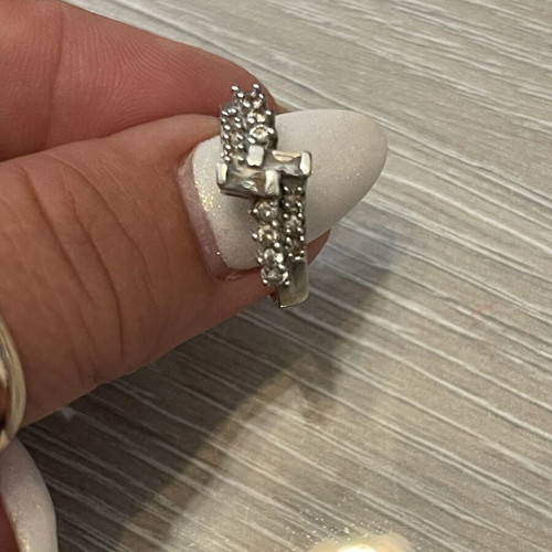 Ring 585 white gold with zircon used, size 56, 3.1 g