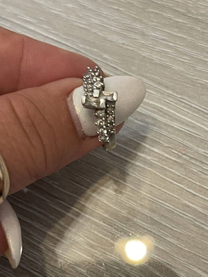 Ring 585 white gold with zircon used, size 56, 3.1 g
