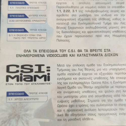 CSI DVD used