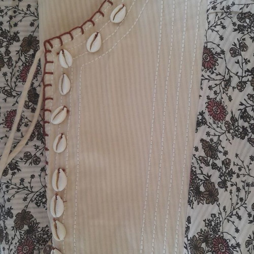 Zara summer cotton kaftan dress with decorative shells and tassels like new, size S