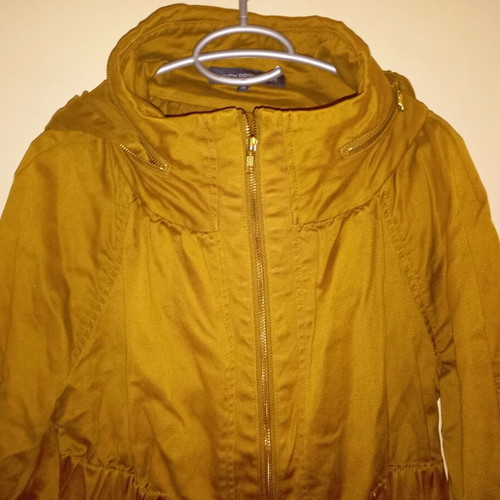 French Connection women's jacket used, mustard color, size L, cotton and linen