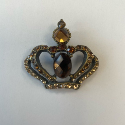 Crown pendant like new, brown, convertible necklace and brooch