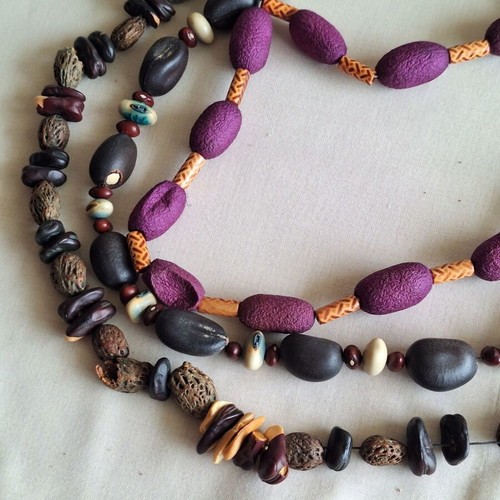 Ethnic Necklaces Bundle used, 3 handmade from Mexico with natural materials