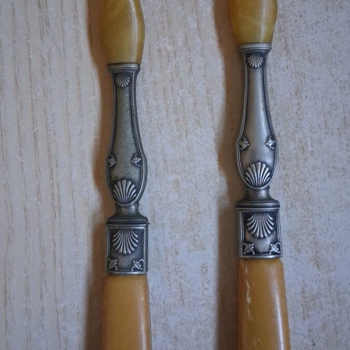 French salad serving set like new, bakelite 1930 first generation, 27 cm