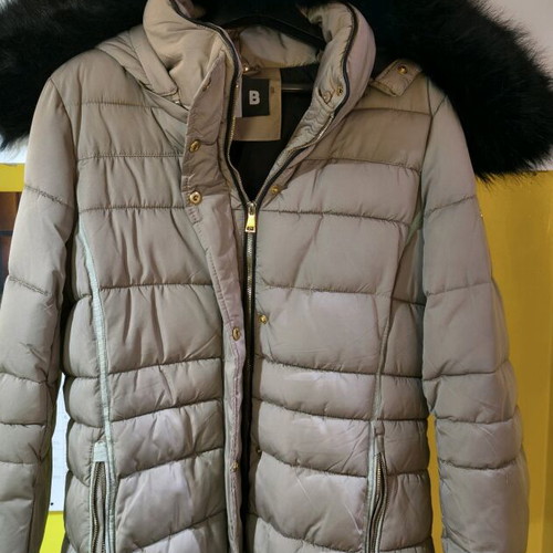 Long women's jacket with detachable fur gold new