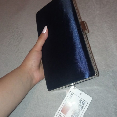 Clutch bag new, blue and silver