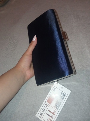 Clutch bag new, blue and silver