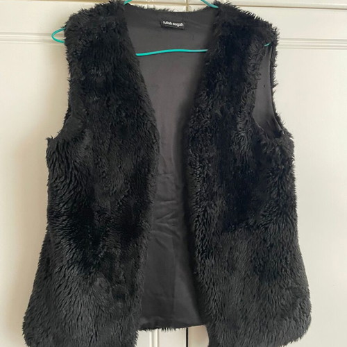 Black Fullah Sugah sleeveless fur vest hip length, like new