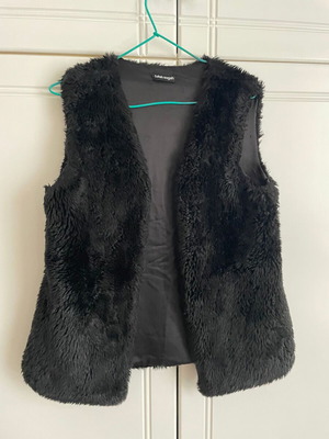 Black Fullah Sugah sleeveless fur vest hip length, like new