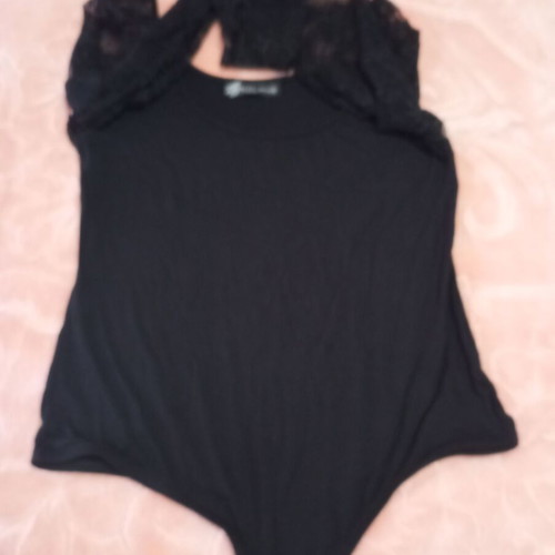 Women's black bodysuit with lace sleeves, like new, size M