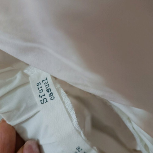 Sfera dress white with balloon sleeves and open back like new