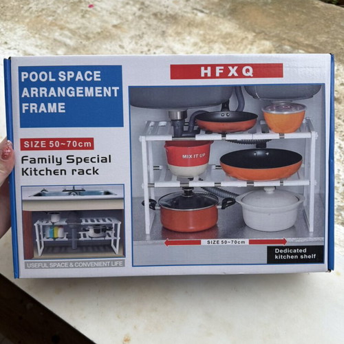 Extendable under sink rack white, new