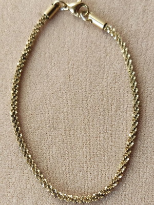 Gold-Plated Stainless Steel Bracelet Like New, 18 cm Length