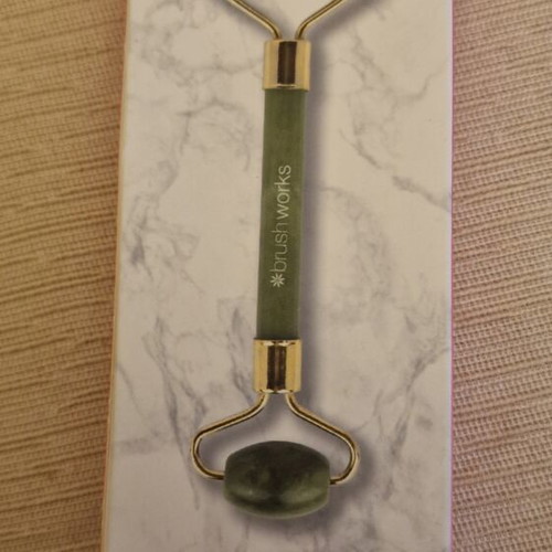 Brushworks HD Jade Roller new, double-headed facial massage tool
