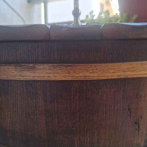Wooden Sewing Box with Bronze Handle, Like New, Vintage Style