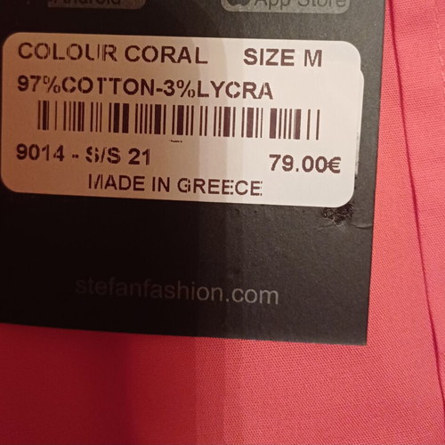 Stefan Fashion men's long-sleeve shirt new, size M, coral
