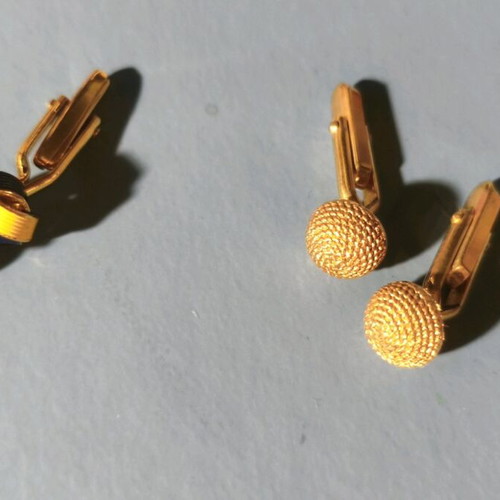 Vintage men's cufflinks set of 2 pairs like new, blue and gold tone
