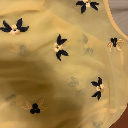 Yellow sheer blouse with flowers, new, size M
