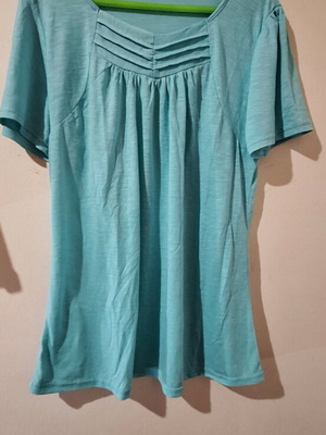 Short-sleeve blouse used, turquoise, size XL