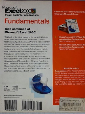 Microsoft Excel 2000 Visual Basic for Applications Fundamentals book like new