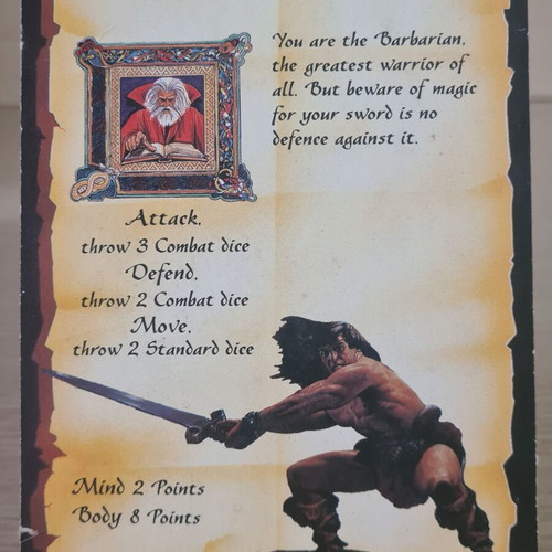HeroQuest Barbarian character card used