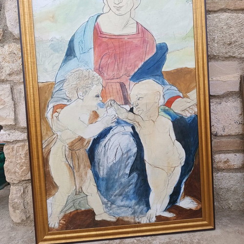 Large Handmade Renaissance Style Painting by Efthymios Kollias used
