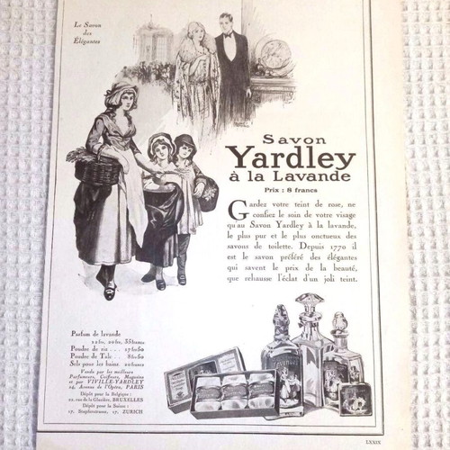 Yardley paper advertisement for perfumes 1926 like new
