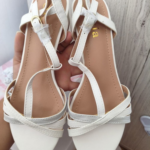 White low heel sandals, size 39