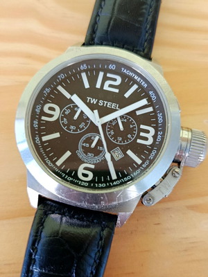 TW Steel Canteen Chronograph TW6 watch used, black and grey