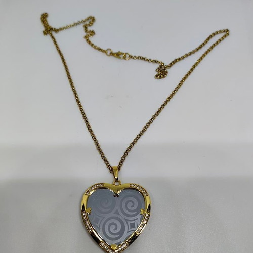 Heart Pendant Necklace with Embossed Spiral Designs, like new