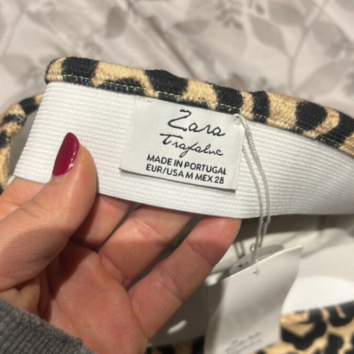 Leopard Mini Skirt Elastic New Zara Black Beige