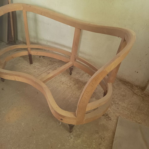 Handmade two-seater sofa frame, solid walnut