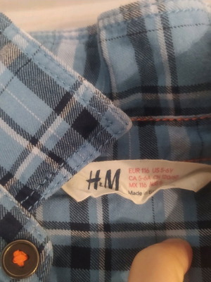 H&M памучна риза за 5-6 години, нова, синя
