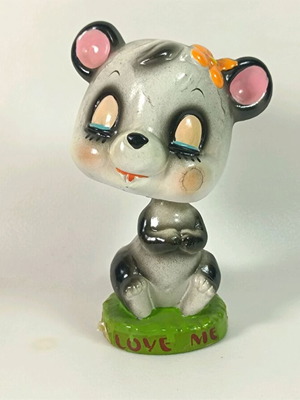 Vintage ceramic panda bubblehead decoration used